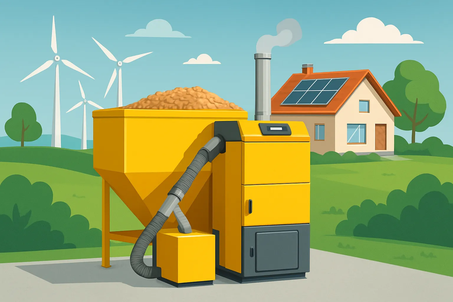 Nowoczesny kocioł pelletowy w kontekście ogrzewania domu i odnawialnych źródeł energii.